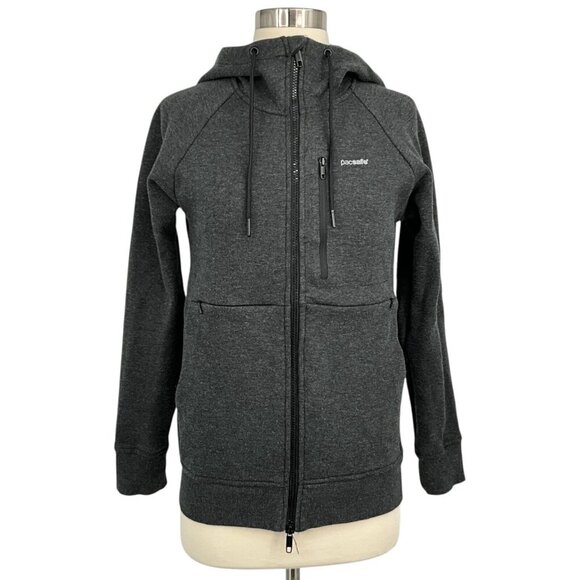 PacSafe Transit Hoodie Size XS Gray Full Zip Anti Theft Pocket Travel *FLAW - Picture 1 of 9
